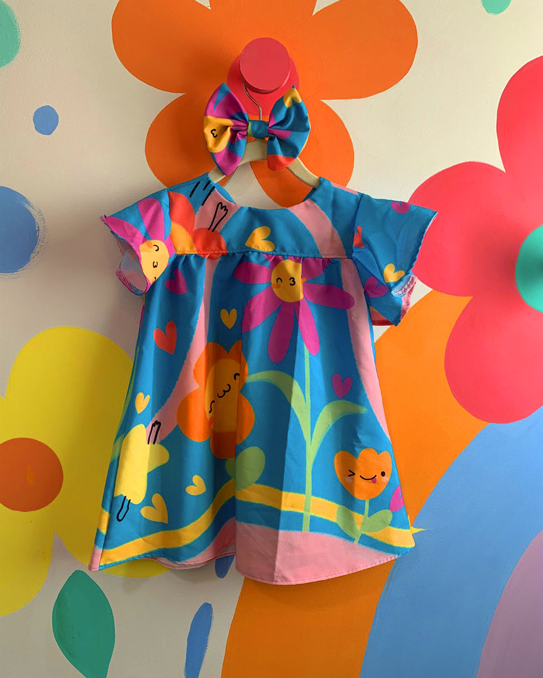 Vestido Eloisinha - Flores Turquesa