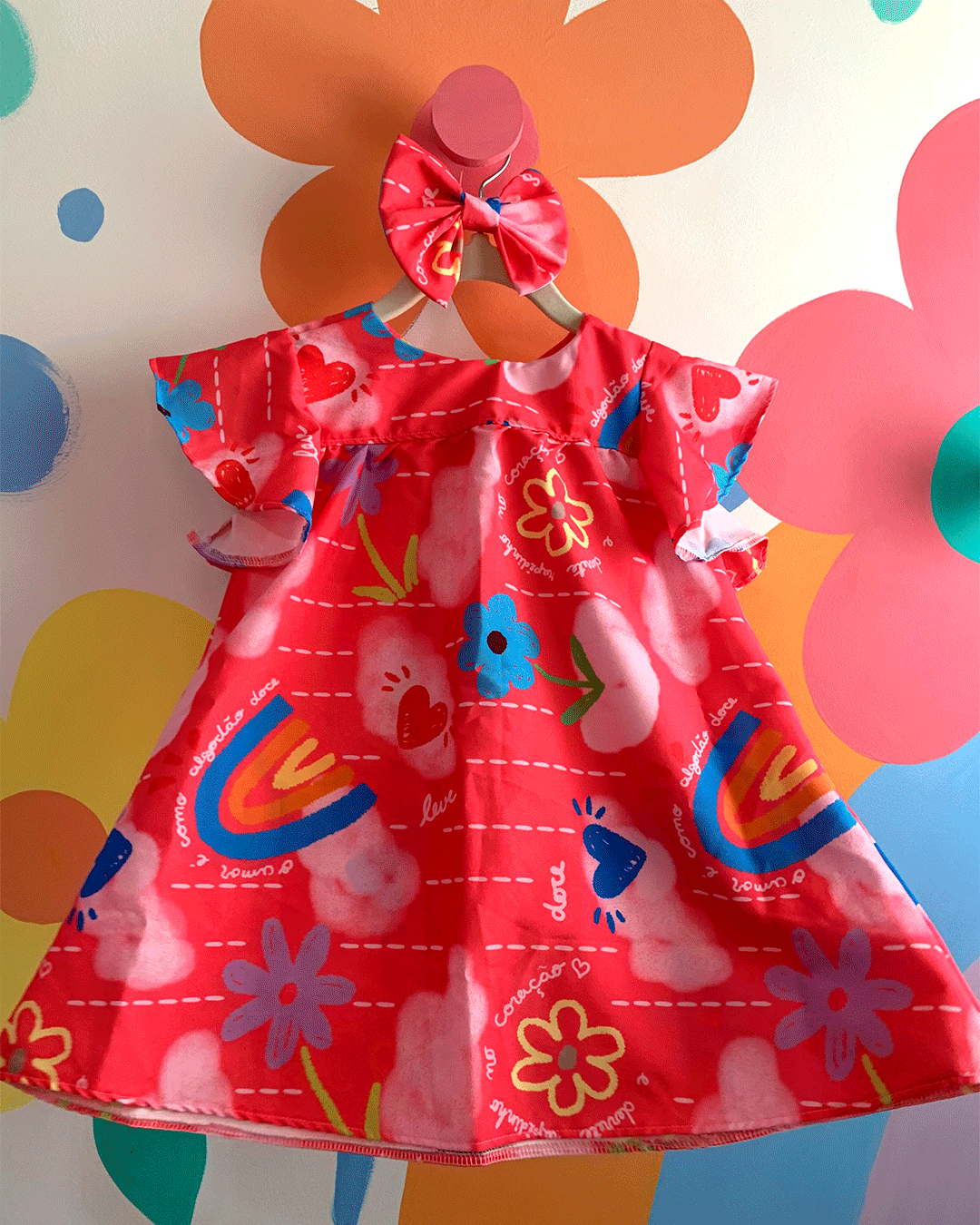 Vestido Eloisinha - Flores Rosa Escuro